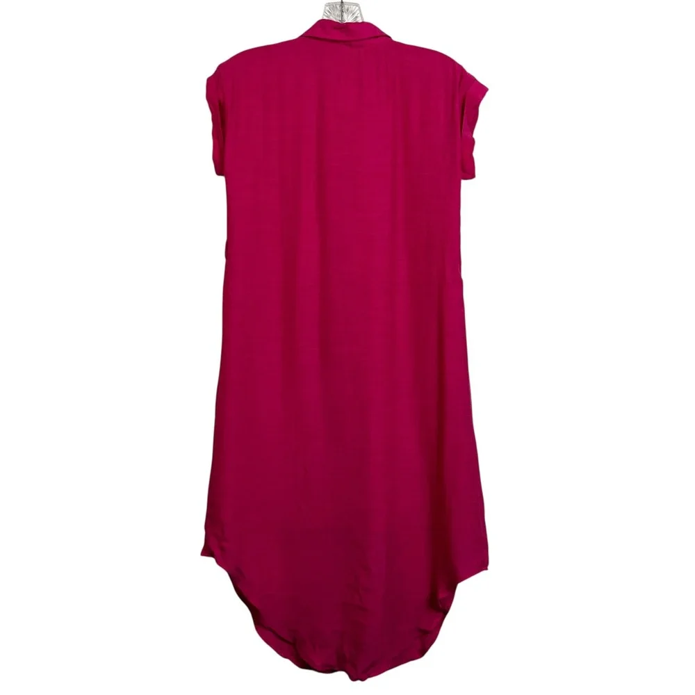 NWT Speed Limit Pink Button Front Shirt Dress Midi Length Roll Tab‎ Sleeves